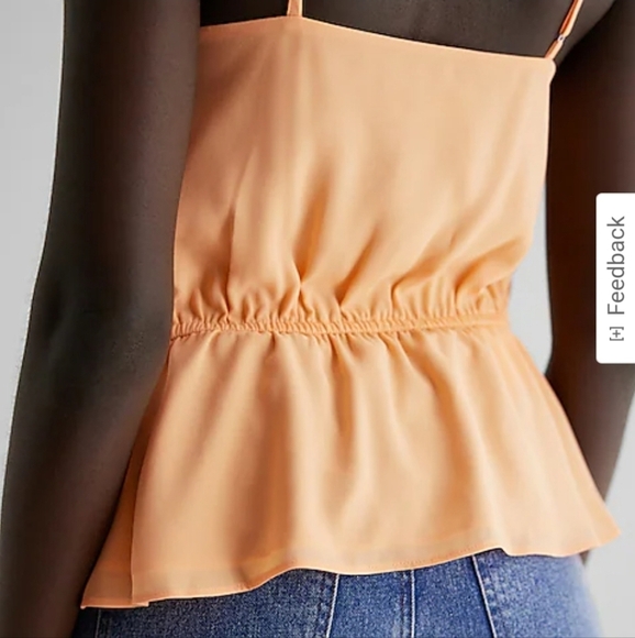 Express Romantic Flirty ruffle button front peplum cami XL - Picture 10 of 11